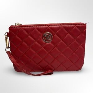 Badgley Mischka Red Quilted Wristlet Clutch